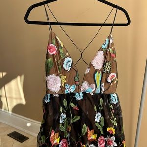 NO•AN MENDOCINO PLUNGE NECK MAXI DRESS